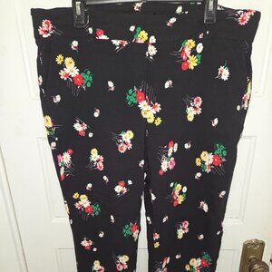 Jules & Leopold Black Floral Straight Leg Pants - Women's Size 2x